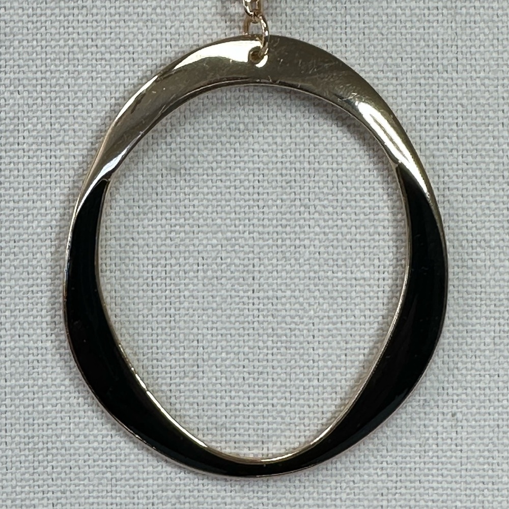Long modernist goldtone statement necklace - Picture 4 of 5